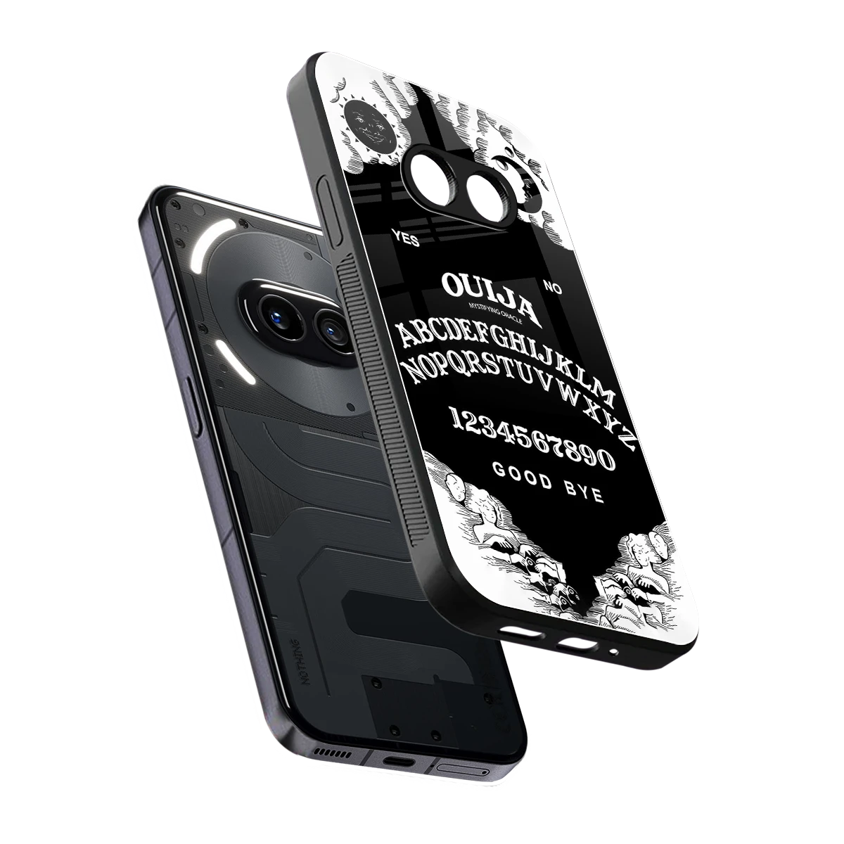 Ouija sleek nothing phone 2a cover with tempered glass back and TPU edges