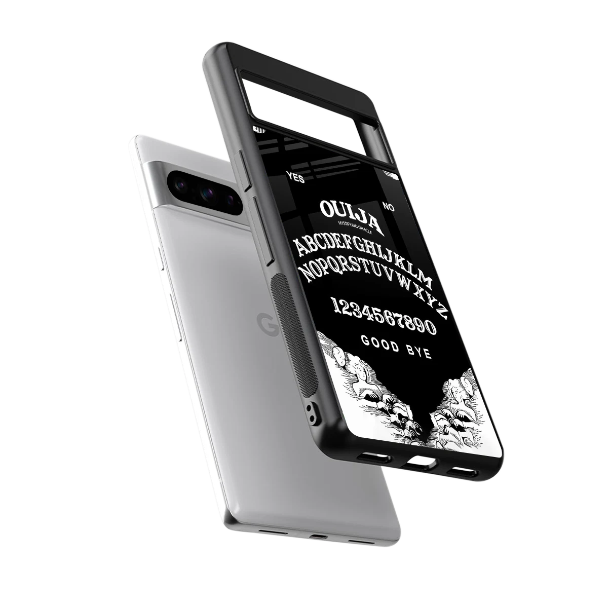 Ouija sleek google pixel 8 pro cover with tempered glass back and TPU edges