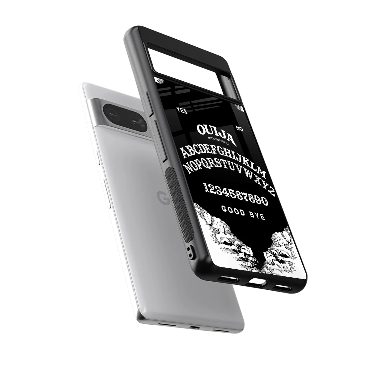 Ouija sleek google pixel 8 cover with tempered glass back and TPU edges
