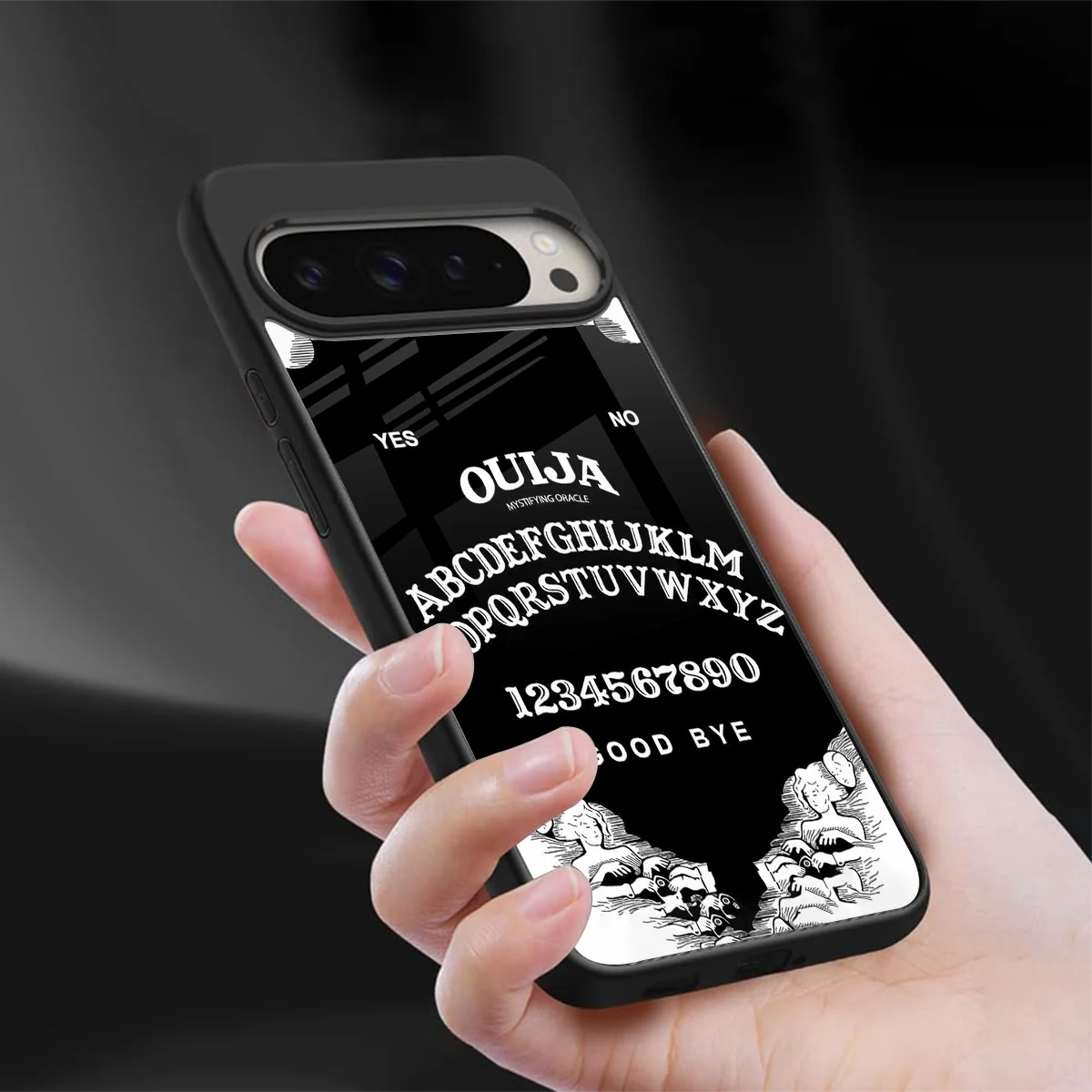 Ouija sleek google pixel 9 pro cover with tempered glass back and TPU edges