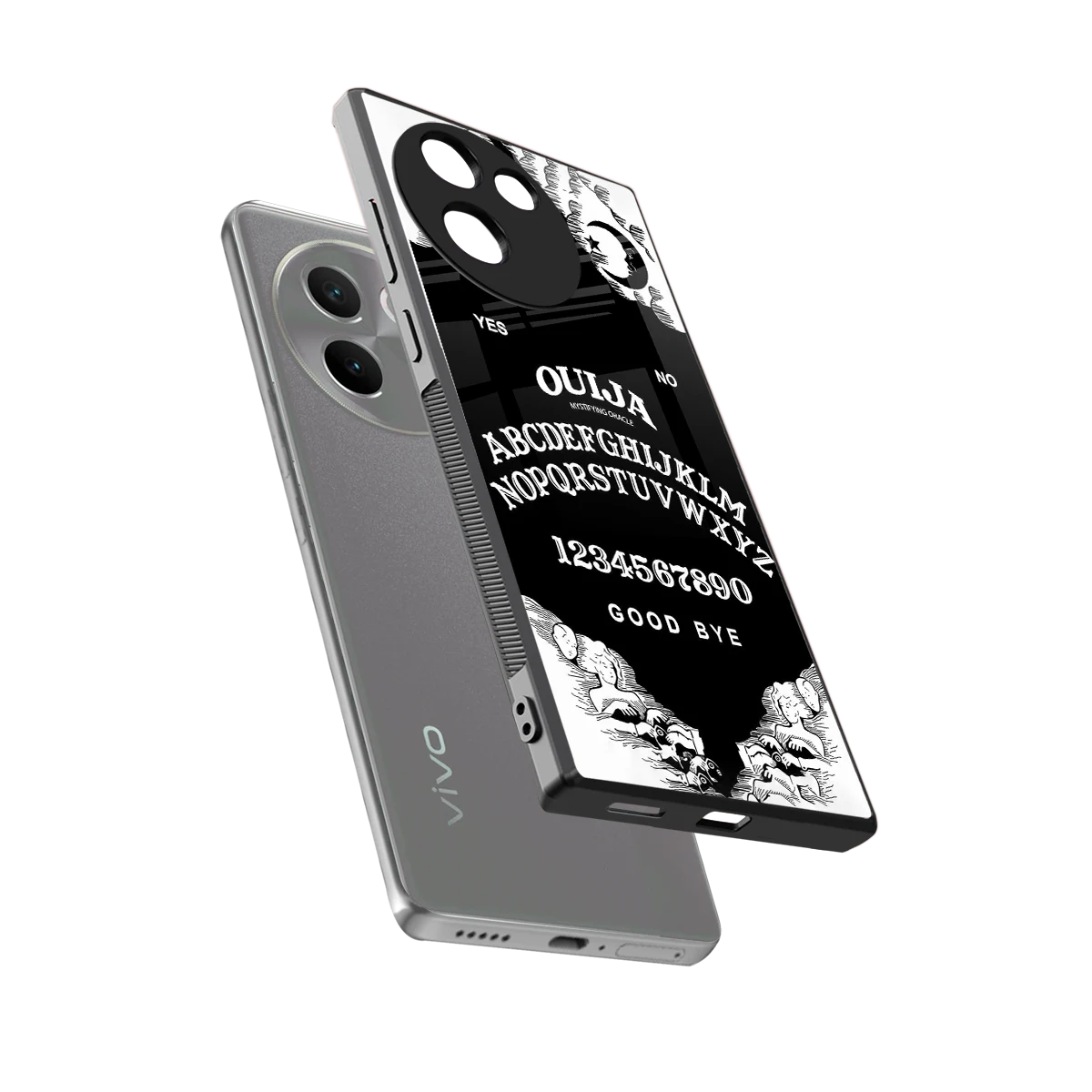 Ouija sleek vivo v30e cover with tempered glass back and TPU edges