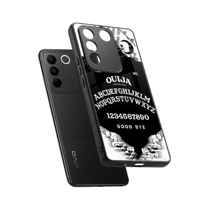 Ouija sleek vivo v27 5g cover with tempered glass back and TPU edges