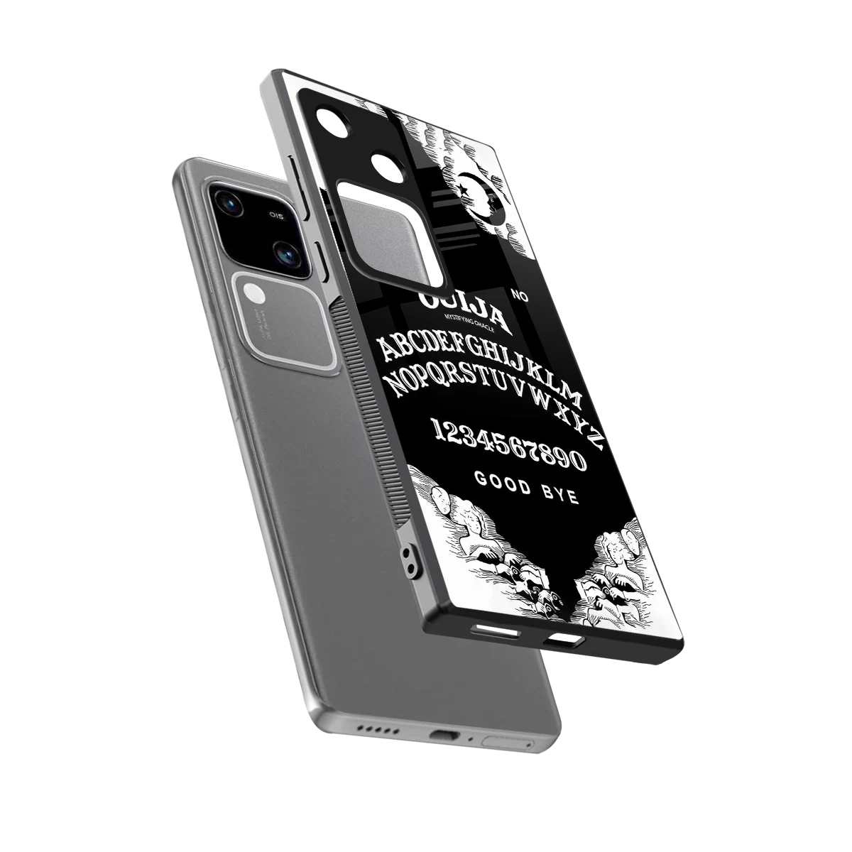 Ouija sleek vivo v30 cover with tempered glass back and TPU edges