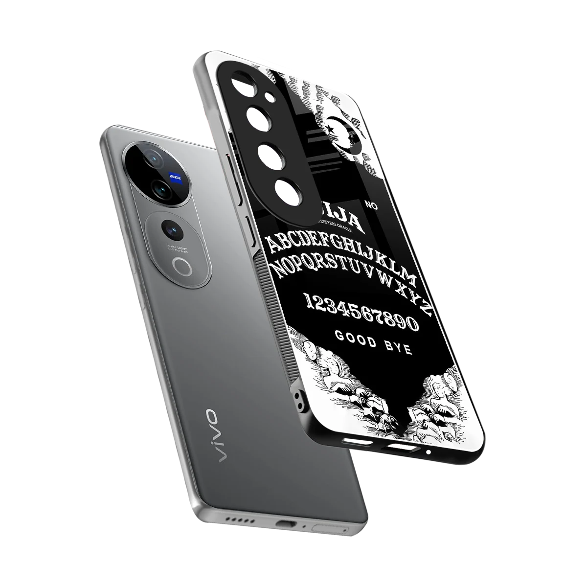 Ouija sleek vivo v40 pro cover with tempered glass back and TPU edges