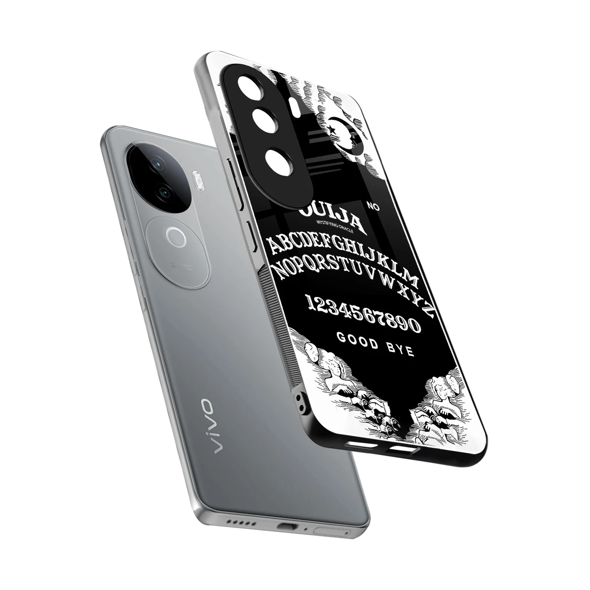 Ouija sleek vivo v40e cover with tempered glass back and TPU edges