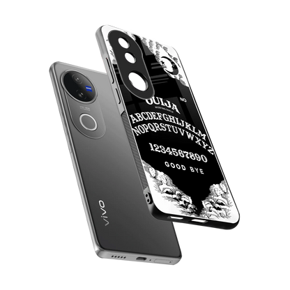 Ouija sleek vivo v50 cover with tempered glass back and TPU edges