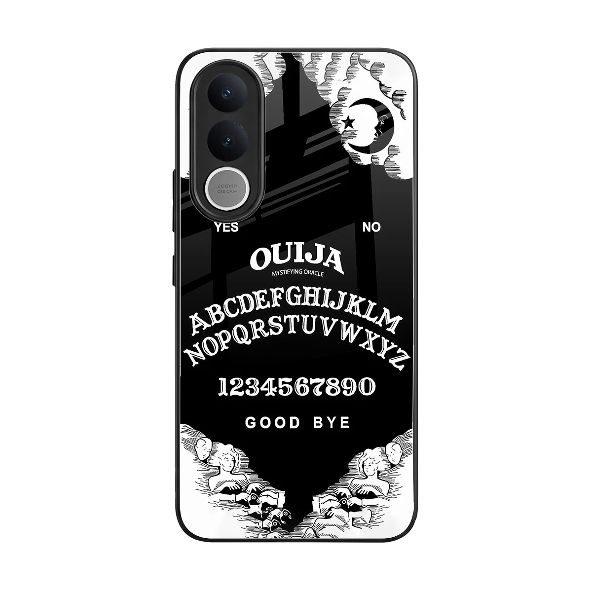 Ouija back phone cover | glass case for vivo v70 fe