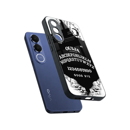 Ouija sleek vivo v70 fe cover with tempered glass back and TPU edges
