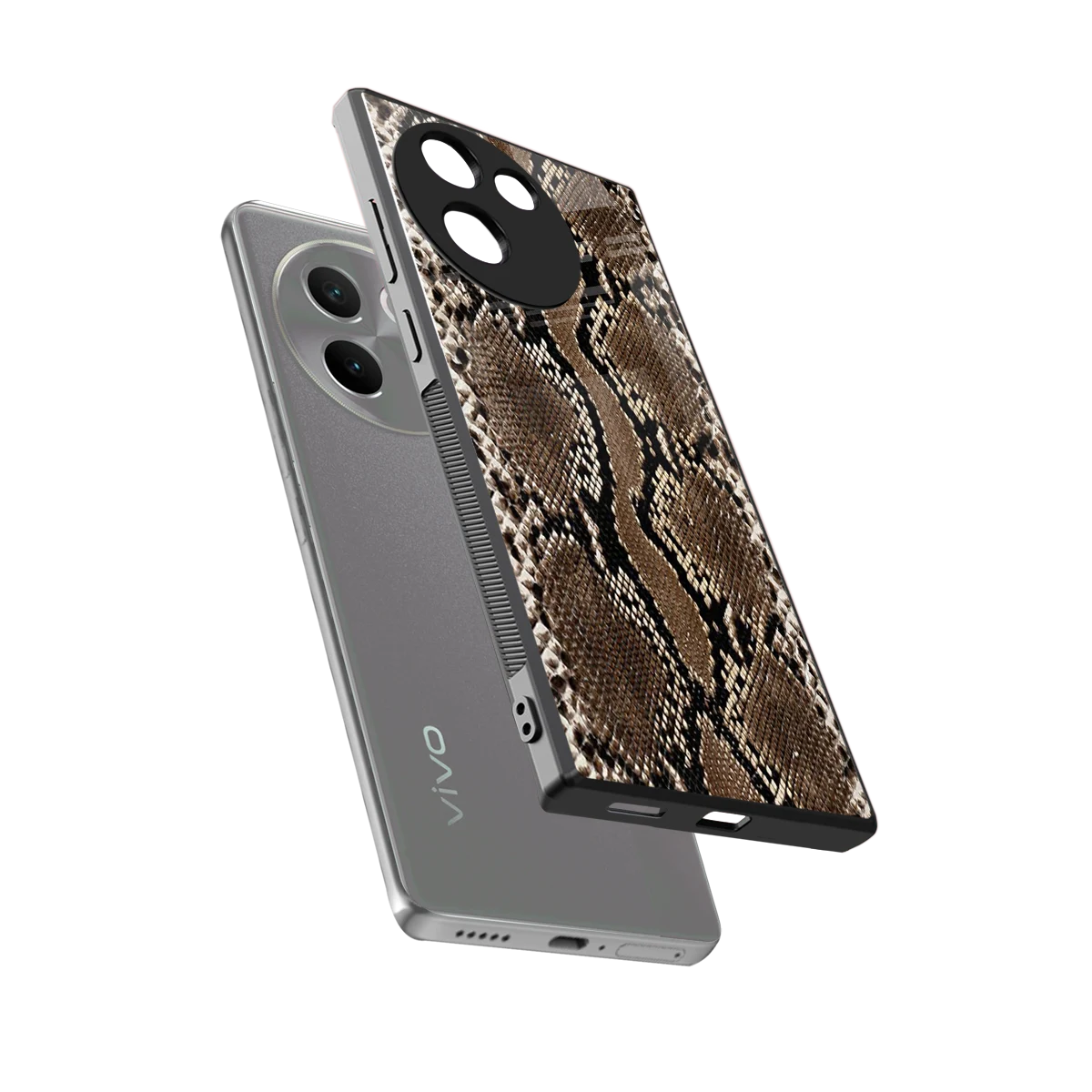 Ouroboros sleek vivo v30e cover with tempered glass back and TPU edges