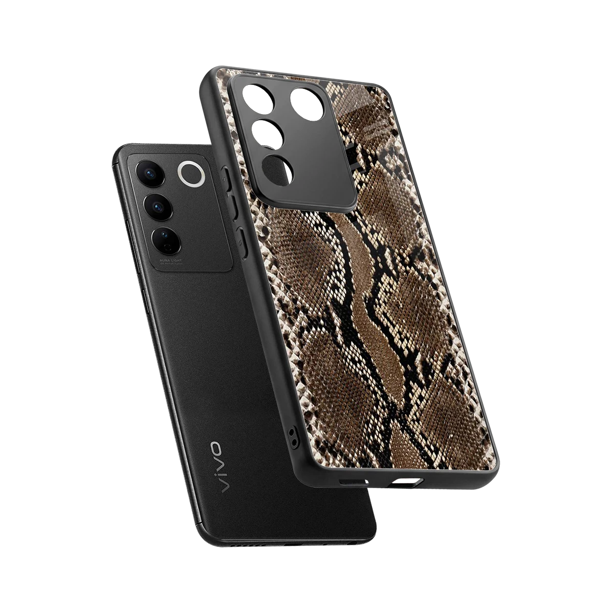 Ouroboros sleek vivo v27 5g cover with tempered glass back and TPU edges