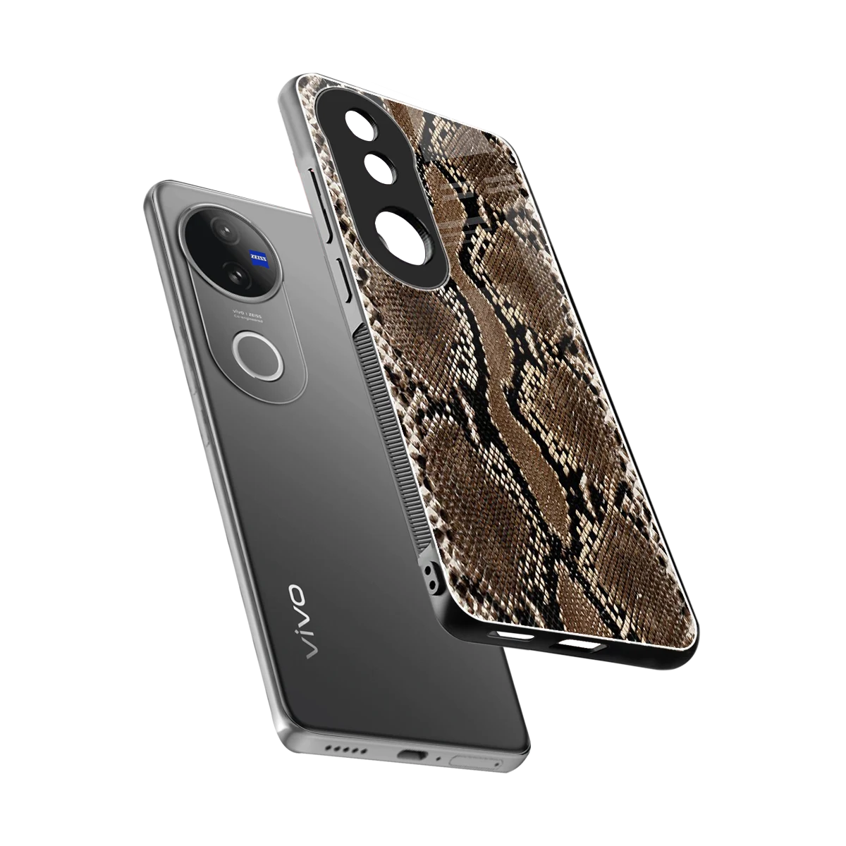 Ouroboros sleek vivo v50 cover with tempered glass back and TPU edges
