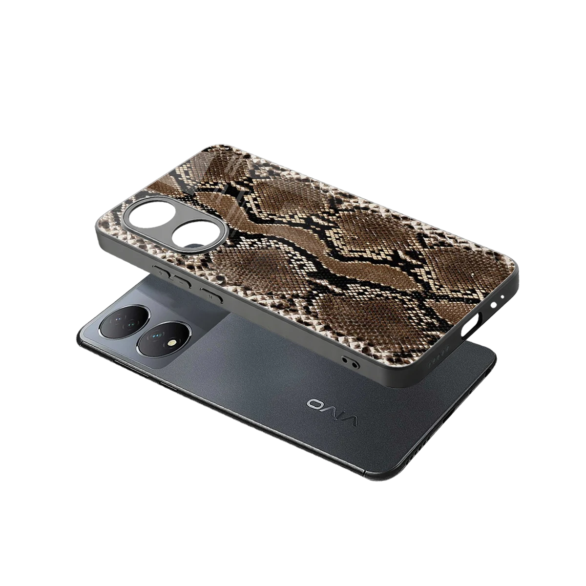Ouroboros sleek Vivo-y100 cover with tempered glass back and TPU edges