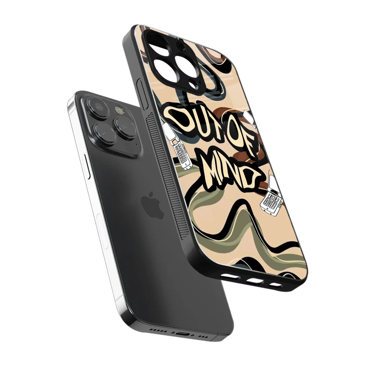 Outta Mind sleek iphone 13 pro cover with tempered glass back and TPU edges
