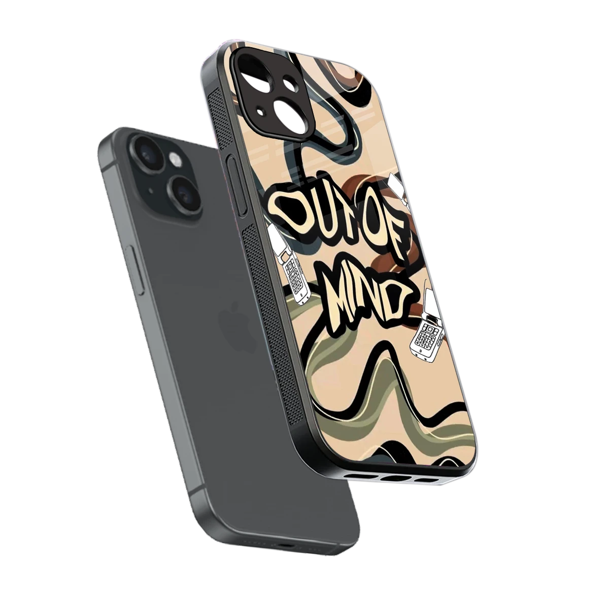 Outta Mind sleek iphone 13 cover with tempered glass back and TPU edges