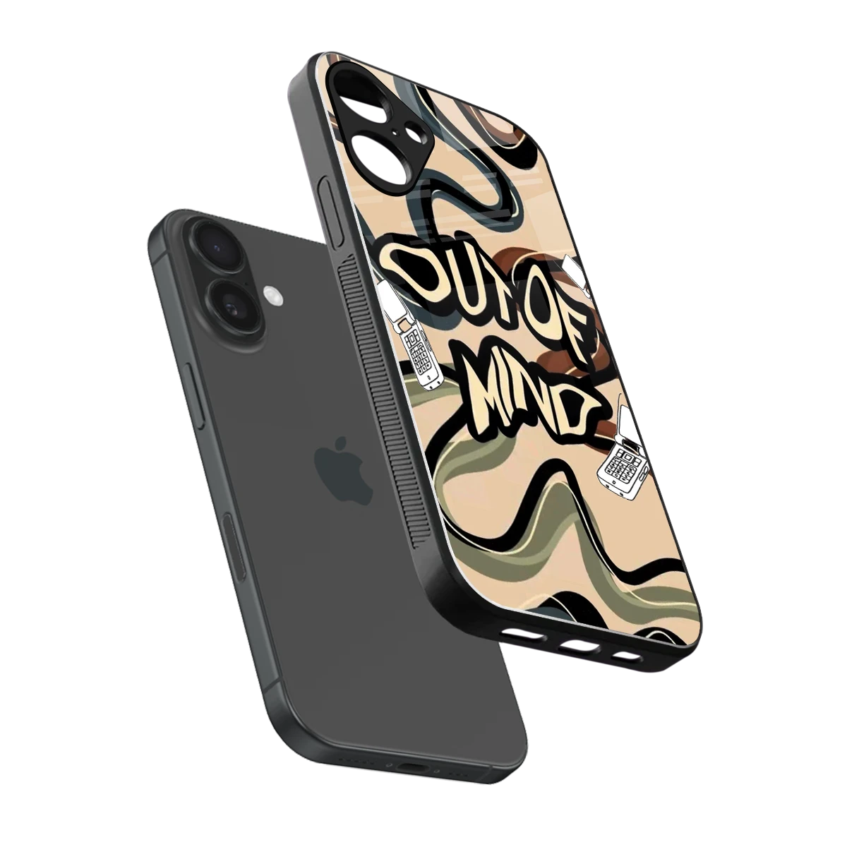 Outta Mind sleek iphone 16 plus cover with tempered glass back and TPU edges
