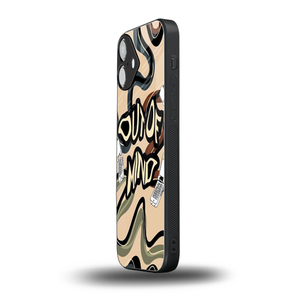Outta Mind iphone 16 plus mobile cover | shockproof glass phone case