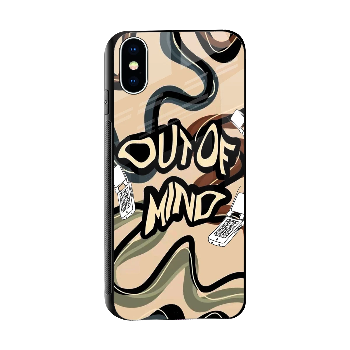 Outta Mind sleek iphone xs cover with tempered glass back and TPU edges