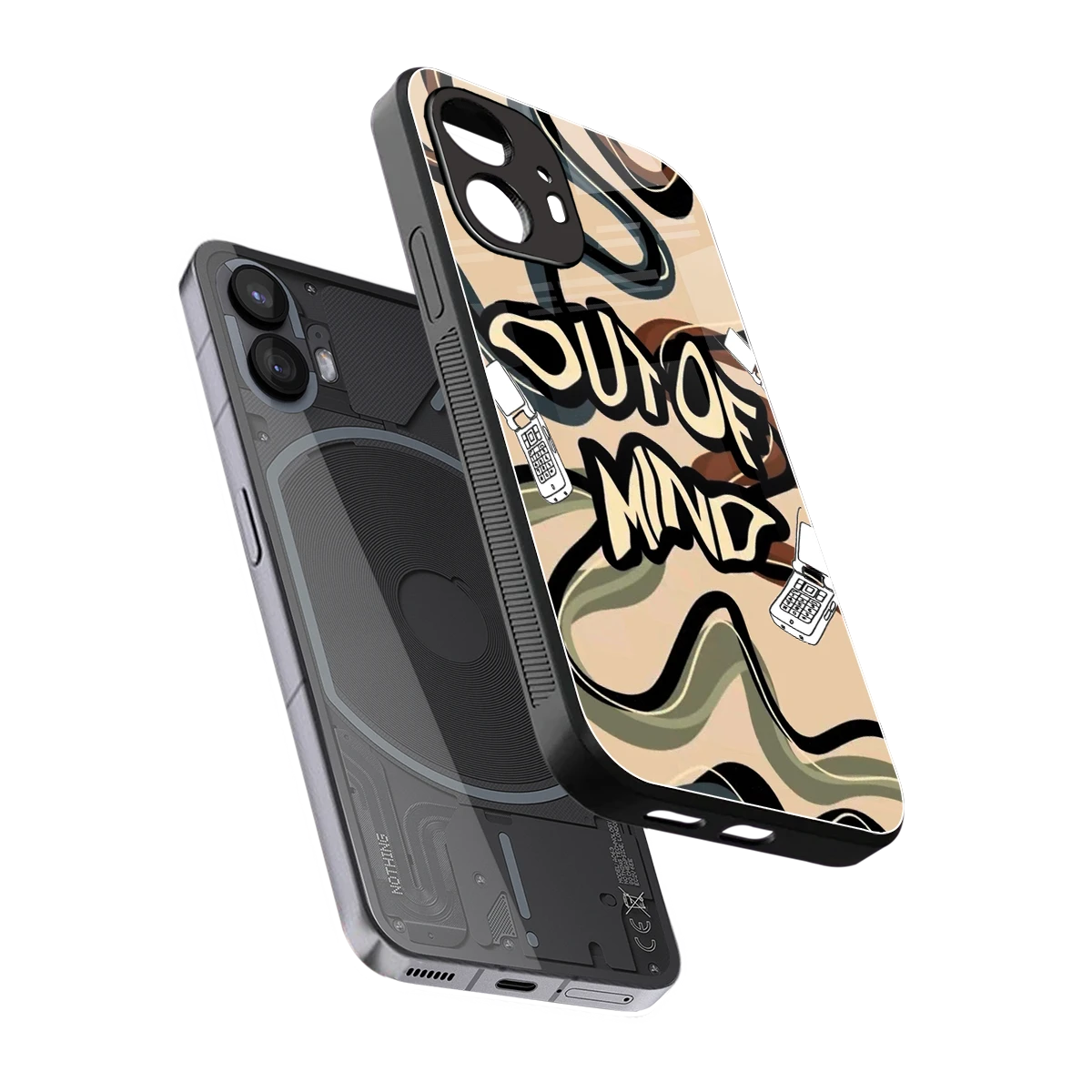 Outta Mind sleek nothing phone 2 cover with tempered glass back and TPU edges
