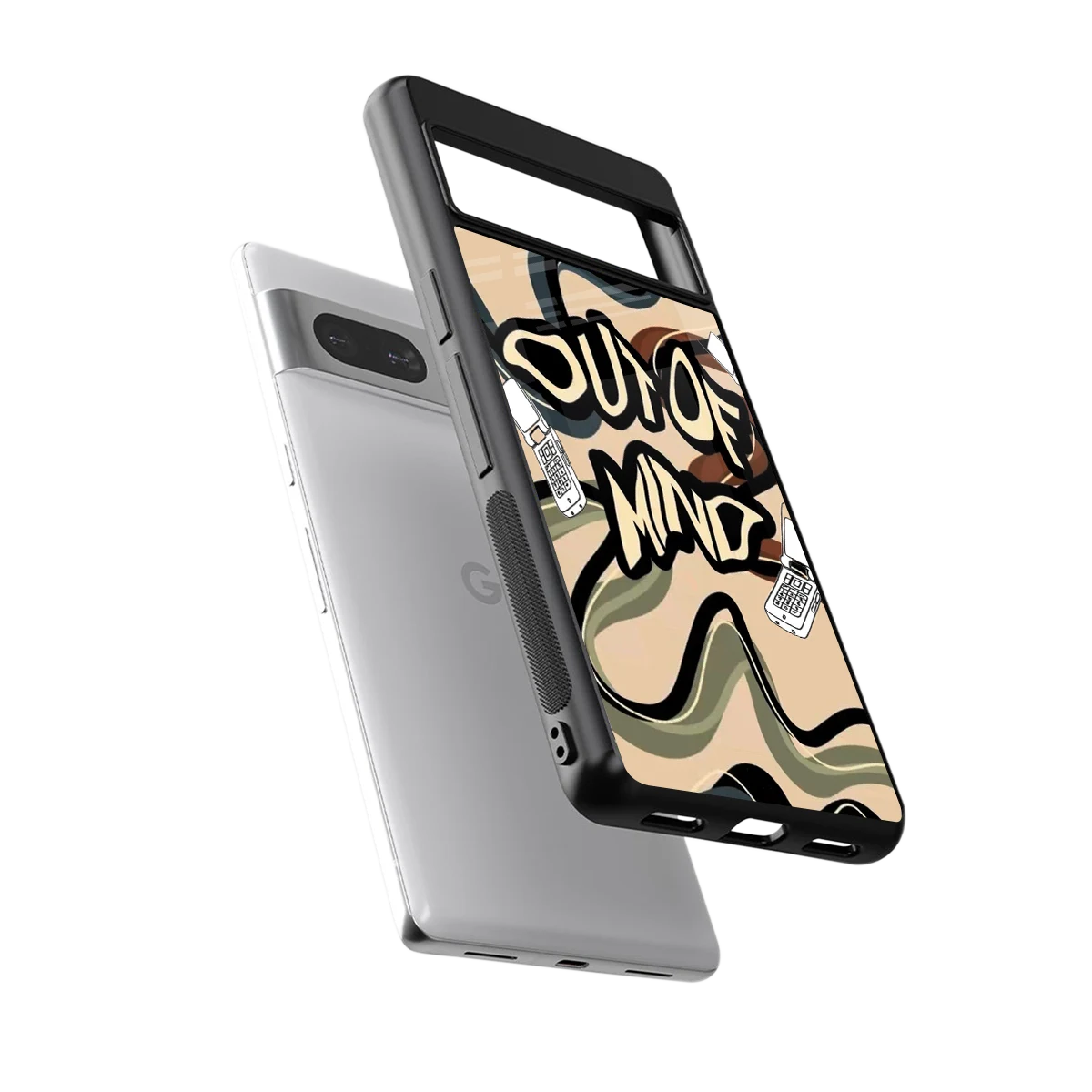 Outta Mind sleek google pixel 7a cover with tempered glass back and TPU edges