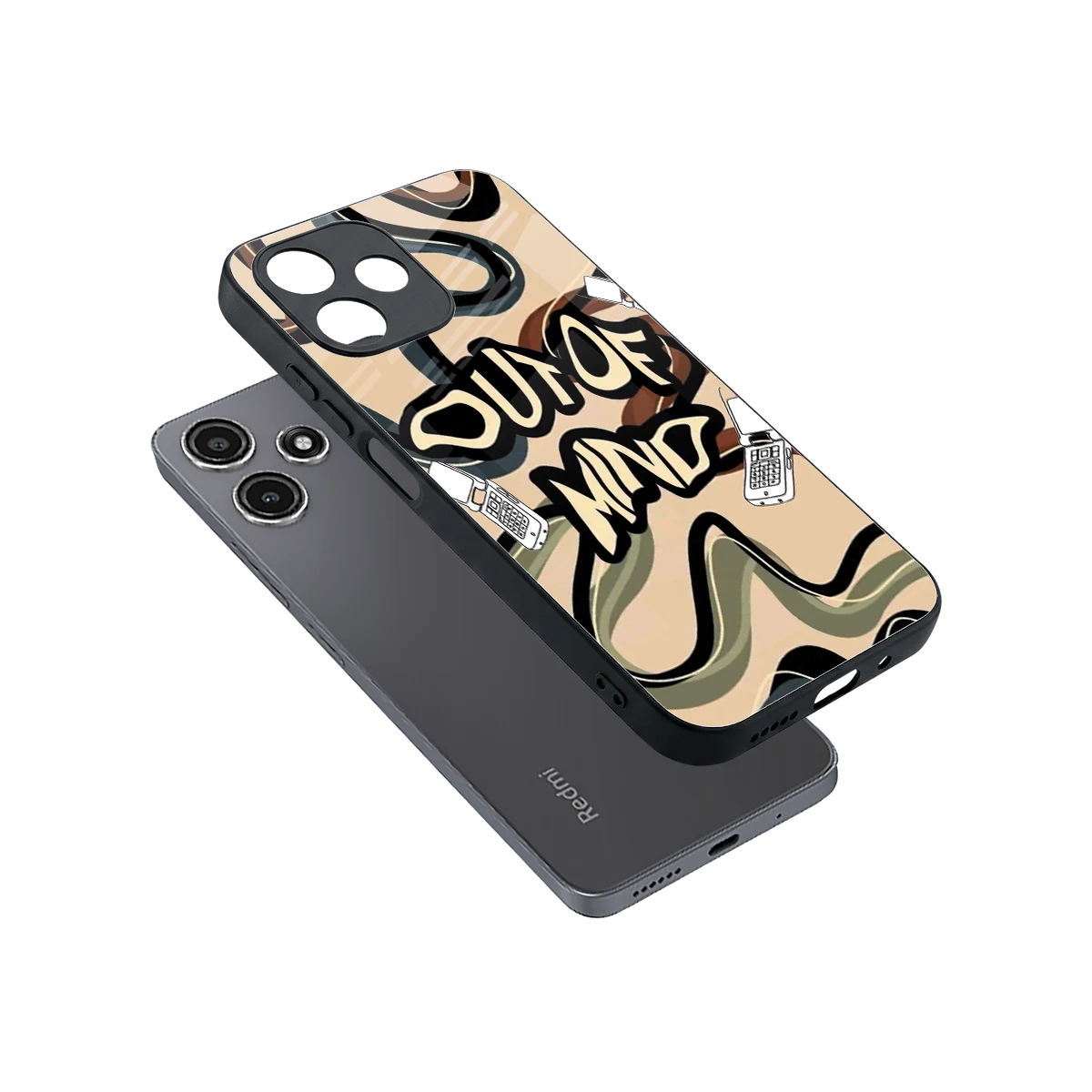 Outta Mind sleek redmi 12 5g cover with tempered glass back and TPU edges
