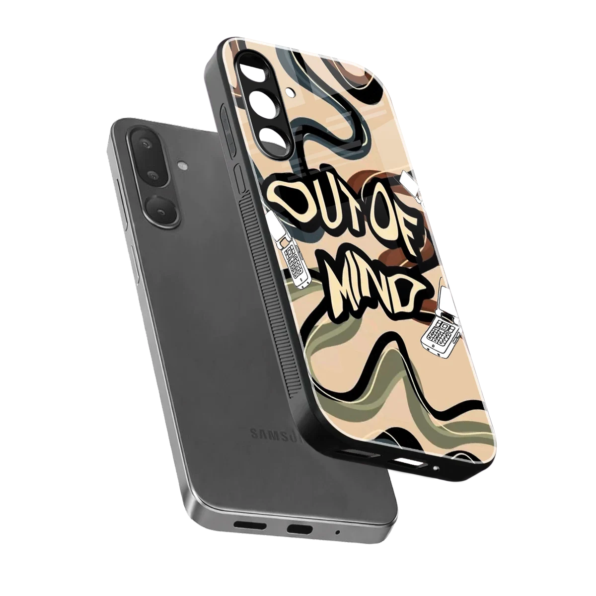 Outta Mind sleek samsung galaxy m36 5g cover with tempered glass back and TPU edges