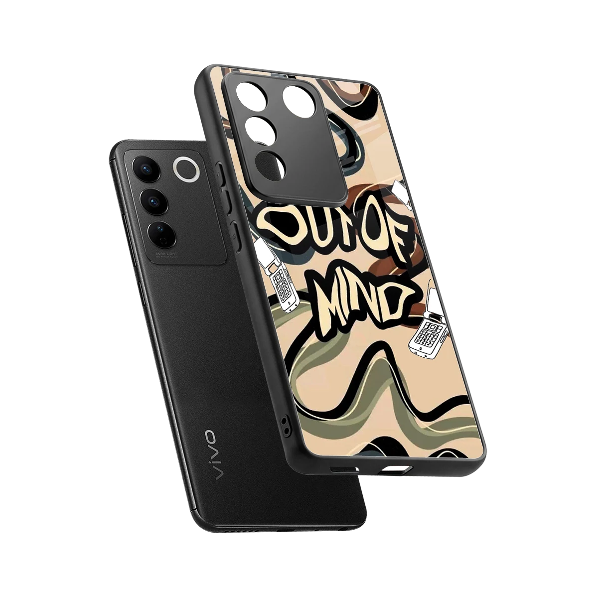 Outta Mind sleek vivo v27 5g cover with tempered glass back and TPU edges