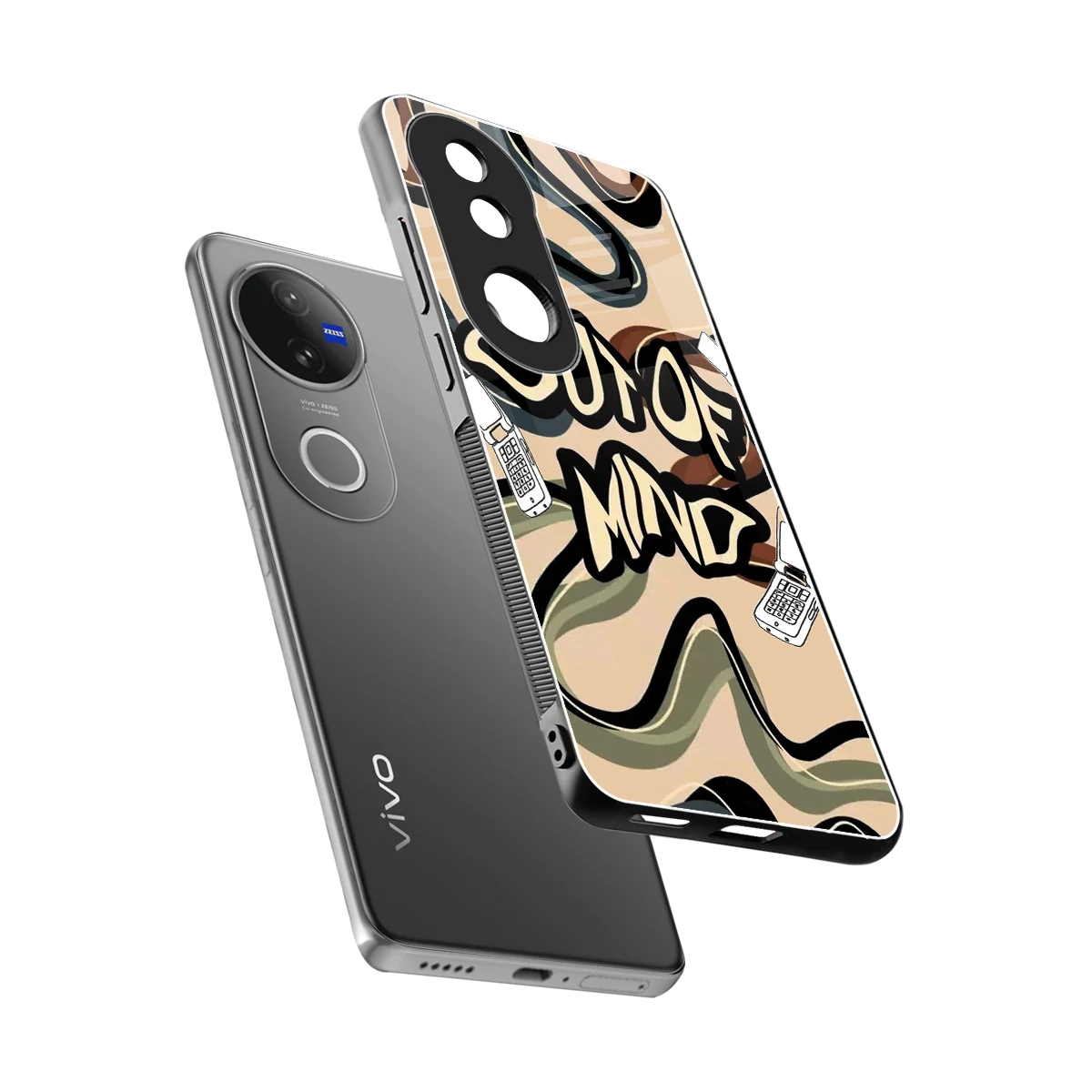 Outta Mind sleek vivo v50 cover with tempered glass back and TPU edges