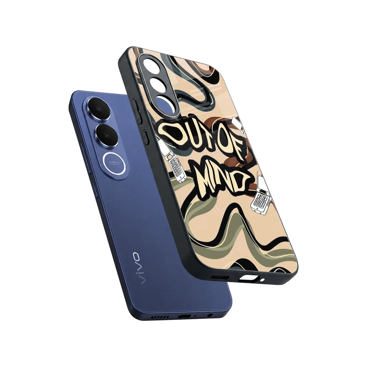 Outta Mind sleek vivo v70 fe cover with tempered glass back and TPU edges