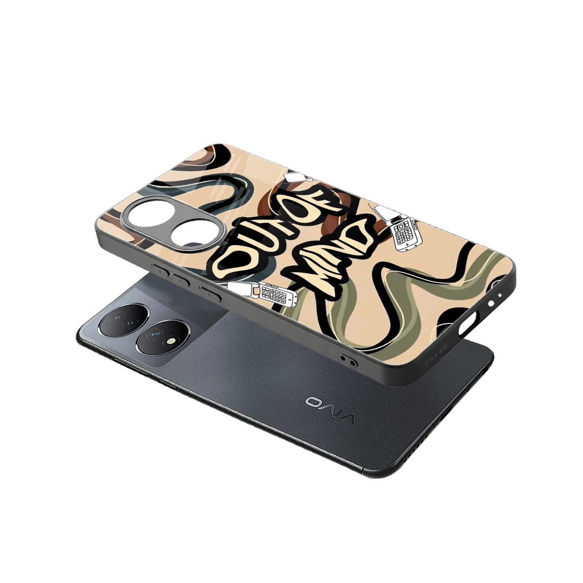 Outta Mind sleek Vivo-y100 cover with tempered glass back and TPU edges