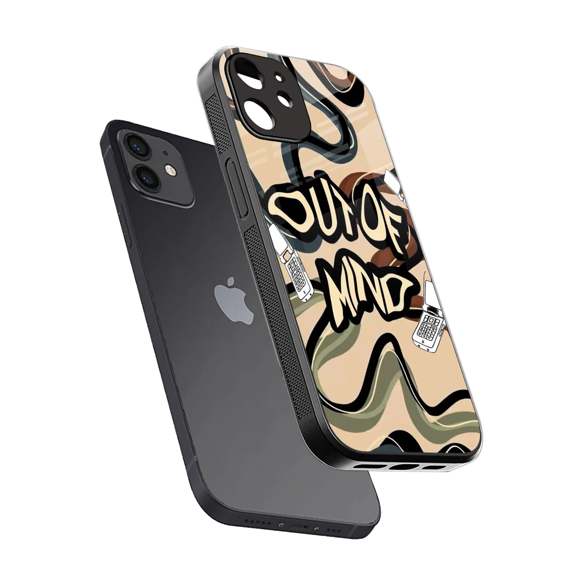 Outta Mind sleek iphone 12 cover with tempered glass back and TPU edges