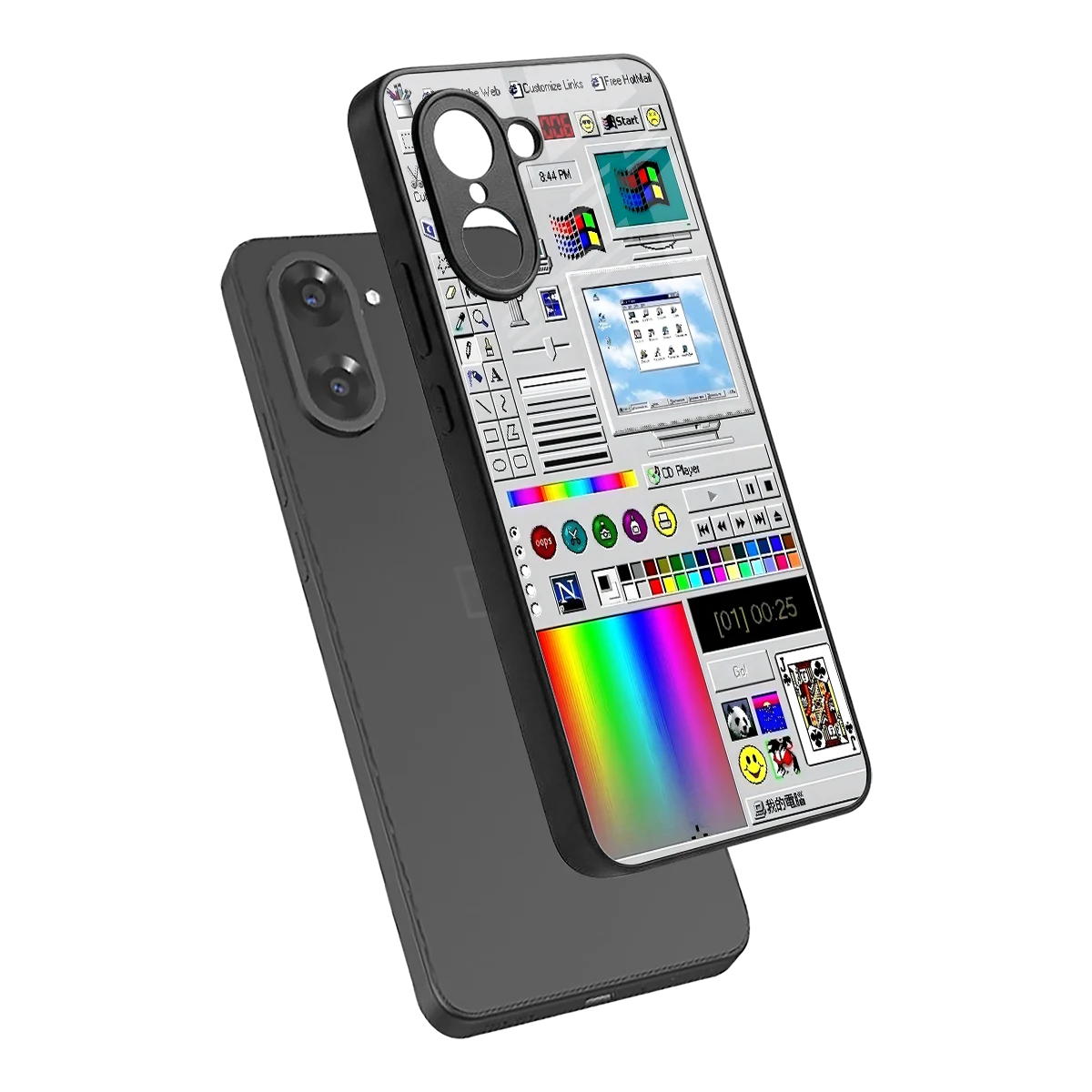 Paint Retro sleek oneplus nord ce5 5g cover with tempered glass back and TPU edges