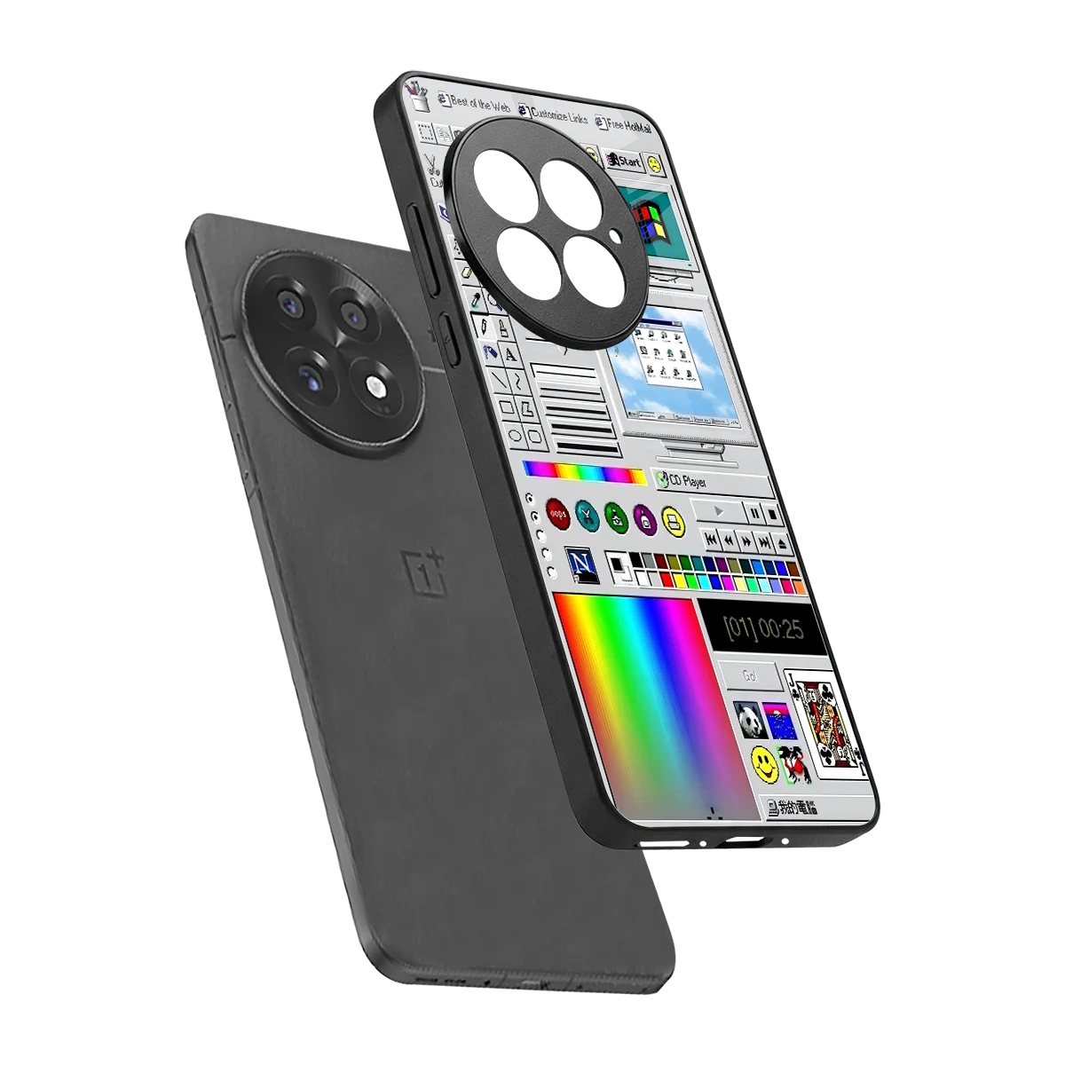 Paint Retro sleek oneplus 13 cover with tempered glass back and TPU edges