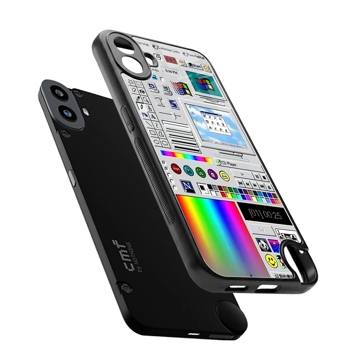 Paint Retro sleek cmf nothing phone 1 cover with tempered glass back and TPU edges