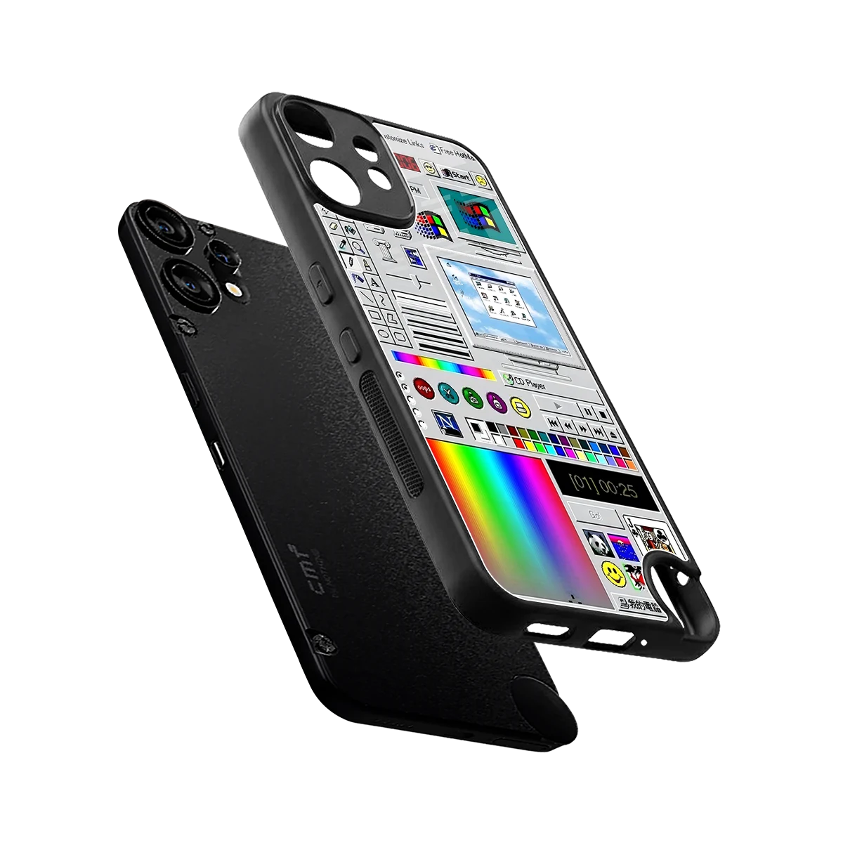 Paint Retro sleek cmf nothing phone 2 pro cover with tempered glass back and TPU edges