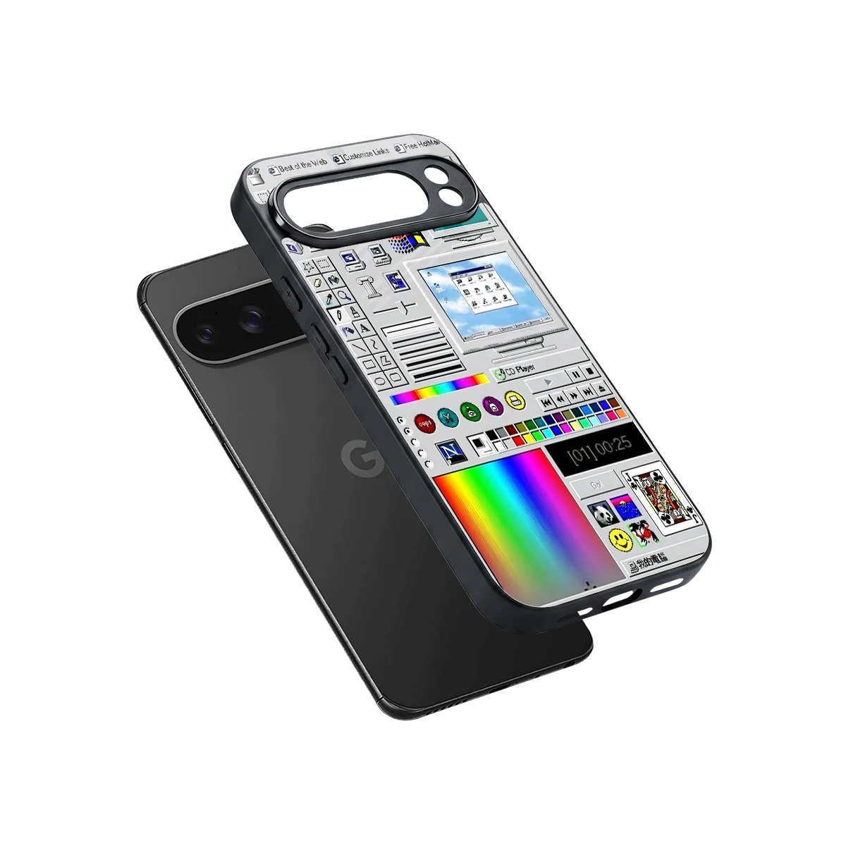 Paint Retro sleek google pixel 10 pro xl cover with tempered glass back and TPU edges