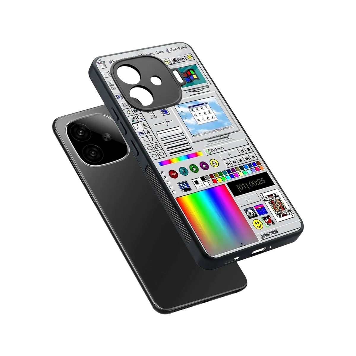 Paint Retro sleek iqoo neo 10r 5g cover with tempered glass back and TPU edges