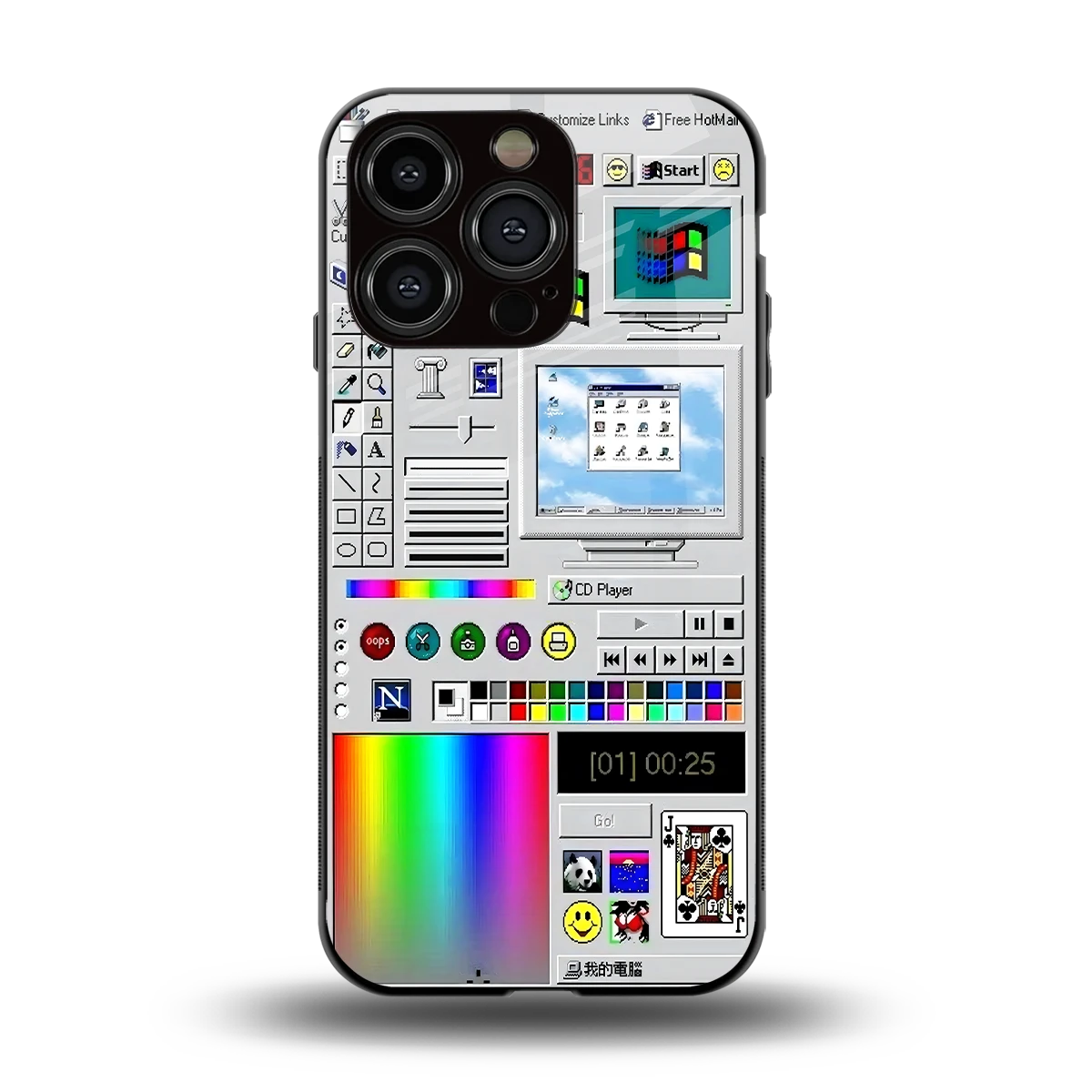 Paint Retro back phone cover | glass case for iphone 13 pro