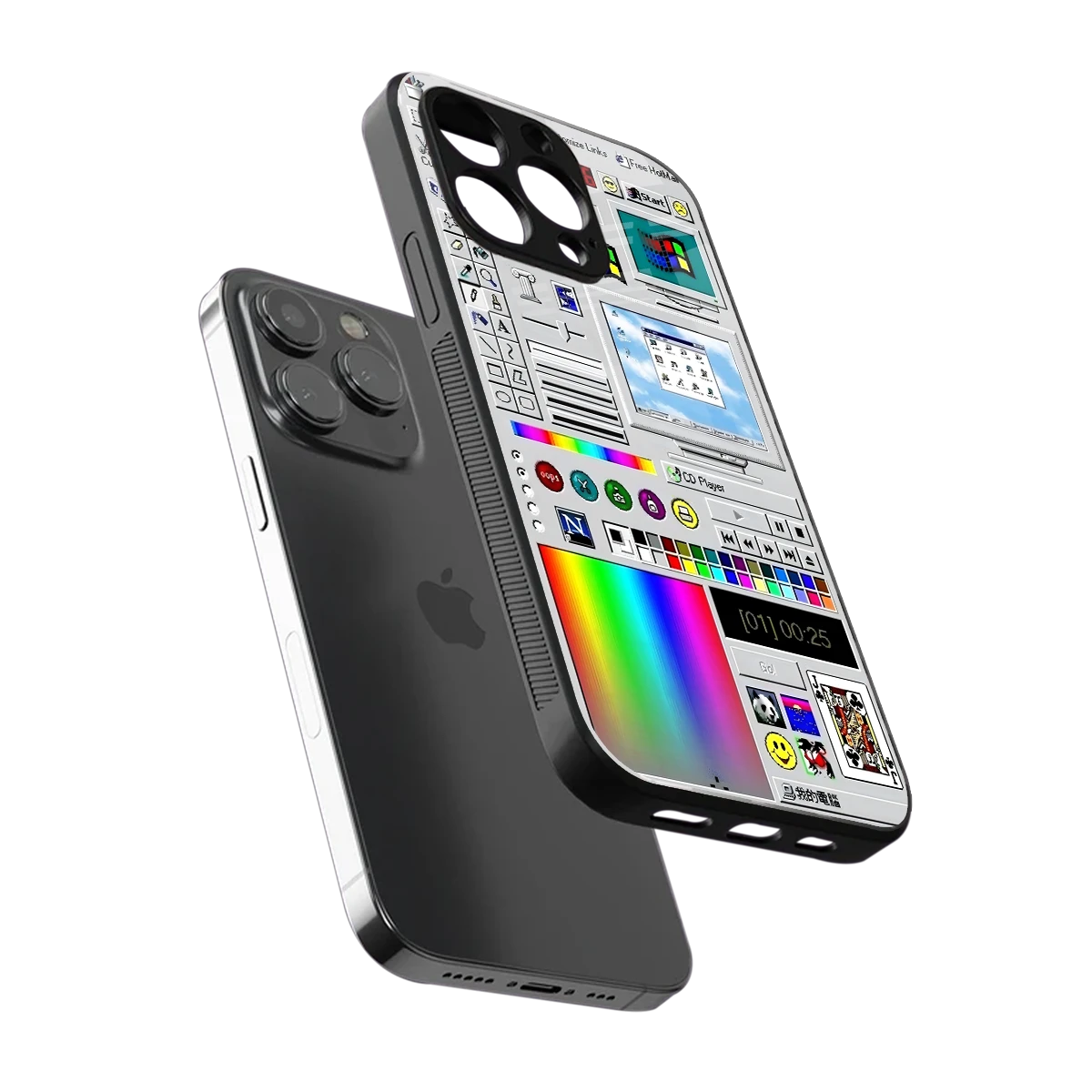 Paint Retro sleek iphone 13 pro cover with tempered glass back and TPU edges