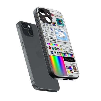 Paint Retro sleek iphone 14 cover with tempered glass back and TPU edges