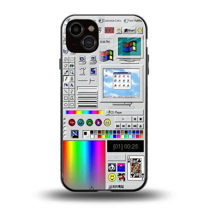Paint Retro back phone cover | glass case for iphone 15 plus