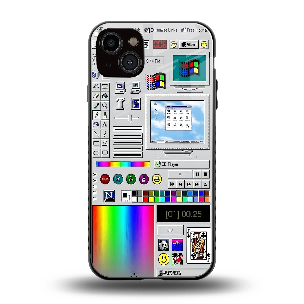 Paint Retro back phone cover | glass case for iphone 14 plus