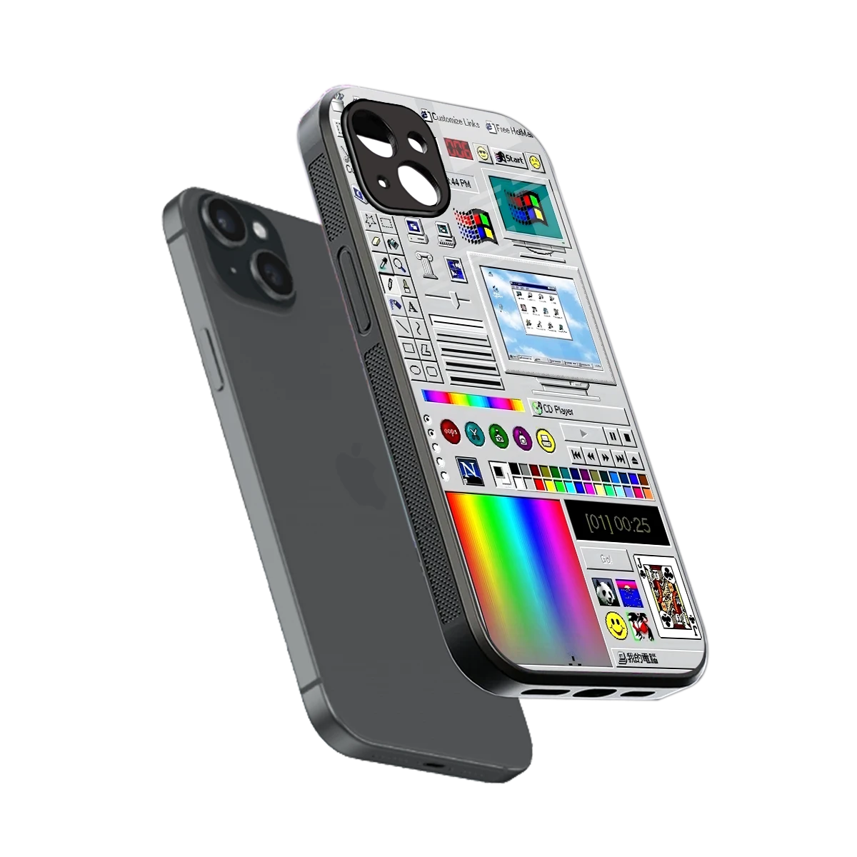 Paint Retro sleek iphone 14 plus cover with tempered glass back and TPU edges