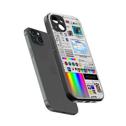Paint Retro sleek iphone 14 plus cover with tempered glass back and TPU edges