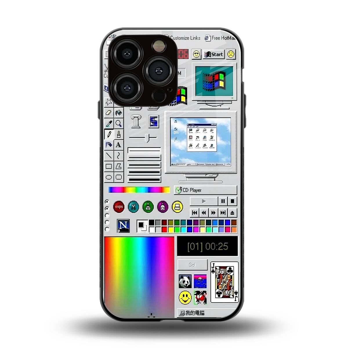 Paint Retro back phone cover | glass case for iphone 15 pro max