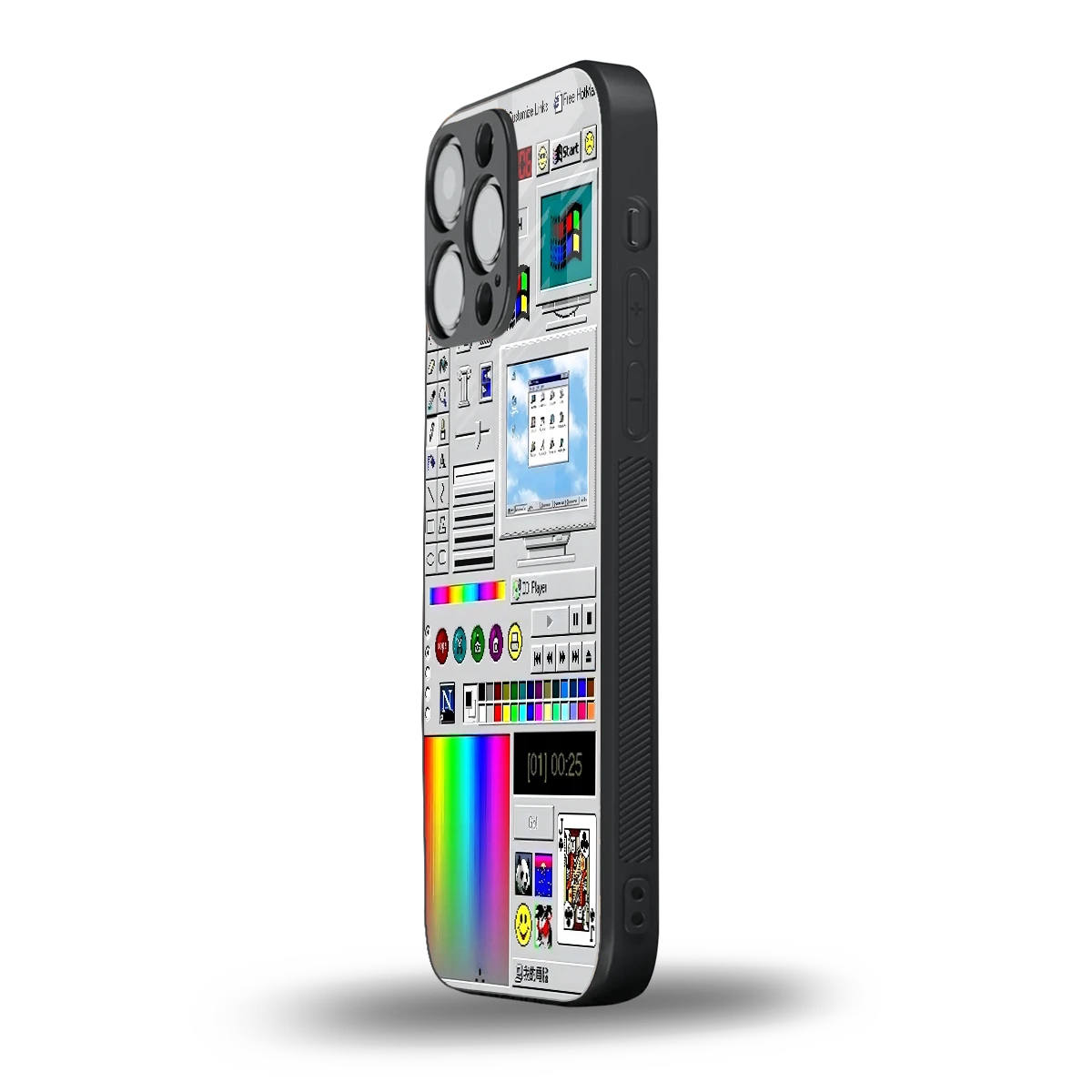 Paint Retro iphone 15 pro max mobile cover | shockproof glass phone case