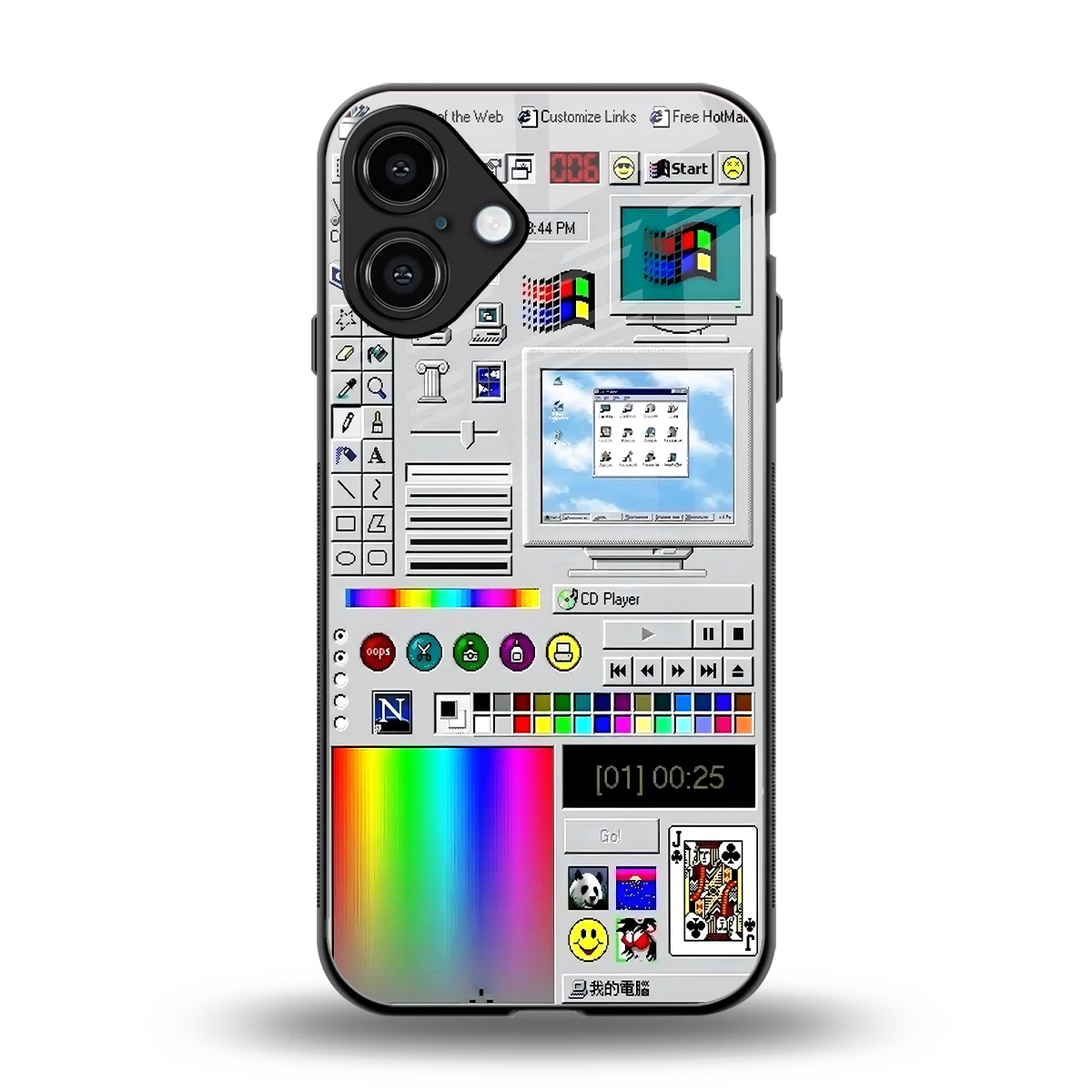 Paint Retro back phone cover | glass case for iphone 16 plus
