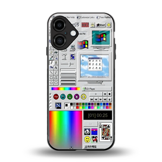 Paint Retro back phone cover | glass case for iphone 16 plus