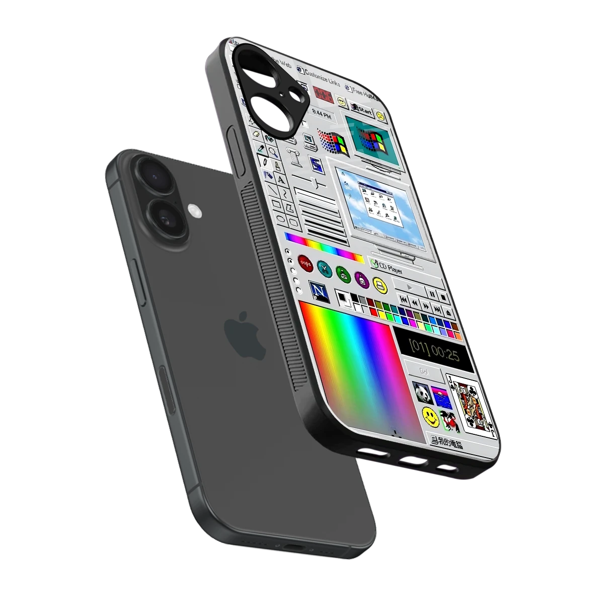 Paint Retro sleek iphone 16 plus cover with tempered glass back and TPU edges
