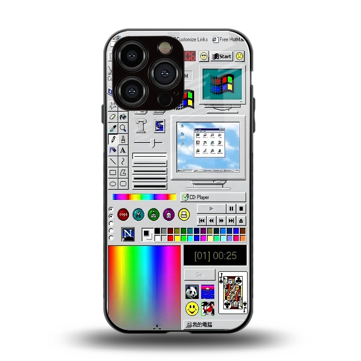 Paint Retro back phone cover | glass case for iphone 16 pro max