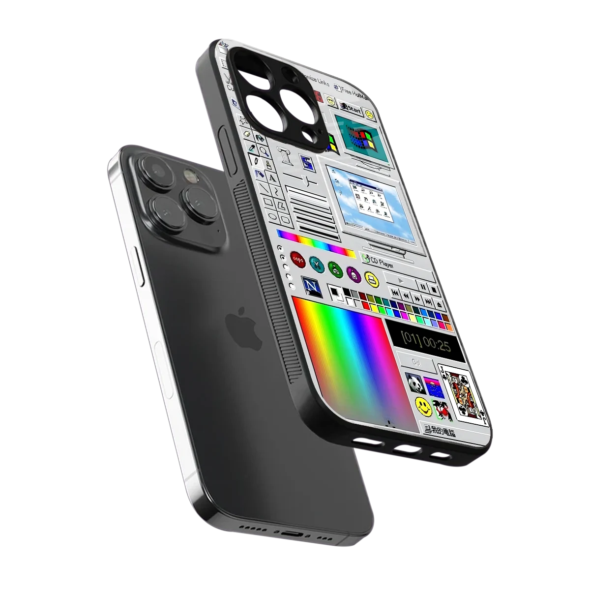 Paint Retro sleek iphone 16 pro max cover with tempered glass back and TPU edges